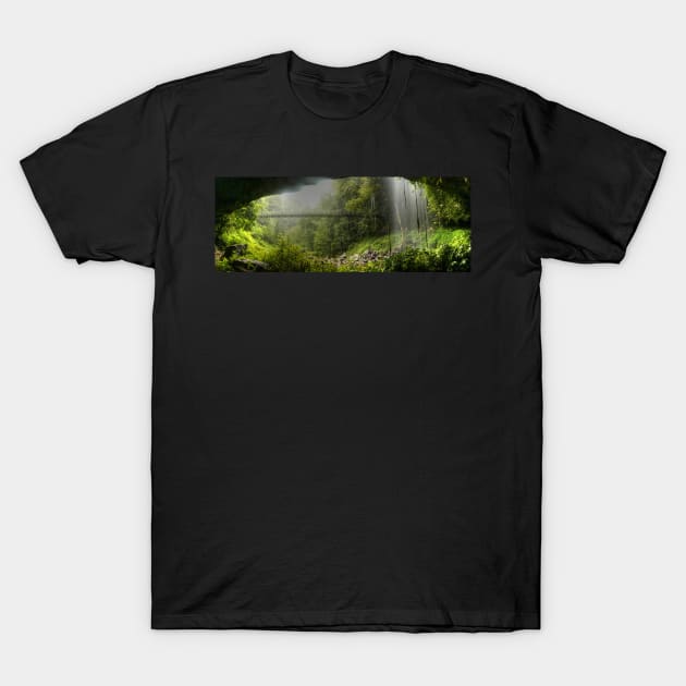 Crystal Shower Falls Pano T-Shirt by Michaelm43